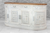 Indian Hand Carved Solid Wooden 4 Door & 4 Drawers Sideboard White 03